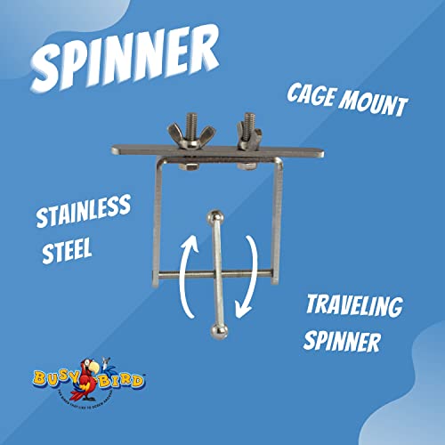 Bird Toys for Large Birds (Spinner) Stainless Steel Bird Toy with Traveling Spinner | Macaw Toys | Durable Puzzle Enrichment Toy for Medium to Large Birds Cockatoos Parrots | Bird Cage Accessories - color: Spinner
