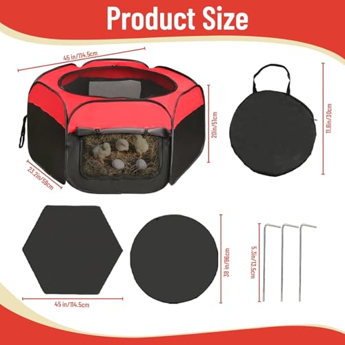 Chicken Brooder Box for Chick Starter Kit - 2026 Upgrade Double Door Chicks Brooder Pen/Chickens Playpen/Chick Tent Baby Chickens Supplies Up to 15 Baby Chicks,Duck,Quail - color: red 2