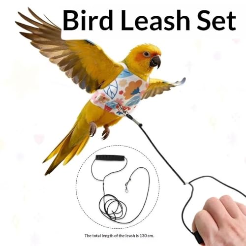 Anti Pinch Design Bird Flight Suits Prevent Loss Parrot Flying Clothes, Adjustable Walking Supplies Bird Training(L,White) - color: White, style: L