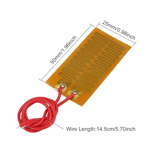 6pcs Film Heater Plate Adhesive Pad 12V 7W 25mmx50mm PI Heating Elements Film Strip Heater Adhesive Polyimide Heater Plate - size: 25mmx50mm