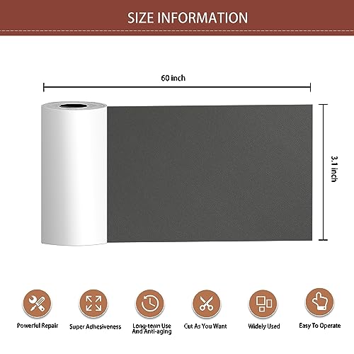 Leather Repair Patch Tape Kit, Self Adhesive Leather Repair for Furniture, Couch, Sofa, Car Seats,Office Chair,Vinyl Repair Kit.3.1inx60in - color: Dark Gray, size: 3.1 in x 60 in