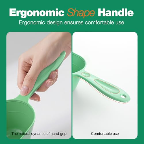 Dog Food Scoop 2 Pack, Pet Cup Capacity Cat Food Scooper With Measuring Lines For Dog, Puppy and Cat Coffee Bean, Flour Scoop Light Green - color: Light Green