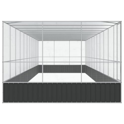 Large Outdoor Bird Aviary with Extension, 448.4"x120.9"x83.5" Galvanized Steel Parrot Flight Cage, Walk-in Metal Poultry Pen for Chickens Ducks Rabbits, Silver - color: Silver-H