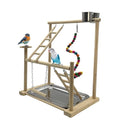 Parrots Playground, Bird Play Gym Wood Perch Stand Colours Revolving Climb Ladders Swing Chewing Toys with Parakeet Feeding Cups Exercise Activity Center for Conure Cockatiel Lovebirds(Include a Tray)