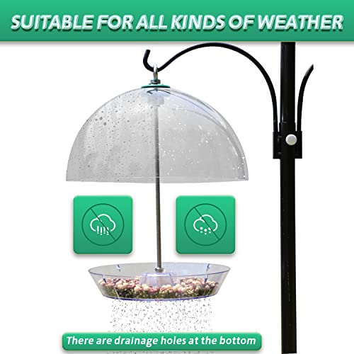 PFNRTH Rotating Dome Platform Bird Feeder, Adjustable Bird feeders for Outside Hanging, Tray with Drainage Holes Can Be Filled with Mealworms, Seeds, and Fruits Attract Bluebirds Cardinals