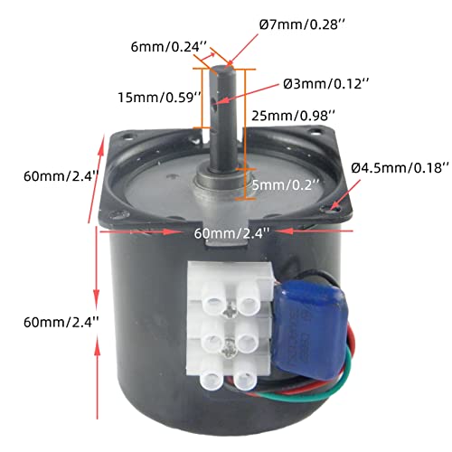 Permanent Magnet Motor 60KTYZ AC 110V 2.5-3RPM CW/CCW Synchronous Gear Motor with Motor Bracket Support Fixed Base - size: 2.5/3r/min Motor+Bracket