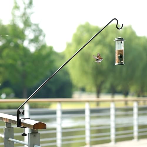 ERYTLLY Extended Reach Deck Hook Wall Pole Wall Mounted Deck Hook Extensible and 43 inch Wall Bracket for Hanging Bird Feeder,Plants,Wind Chimes,Lanterns 2 Packs - size: Deck Hook - Adjustable Length - 2 Packs