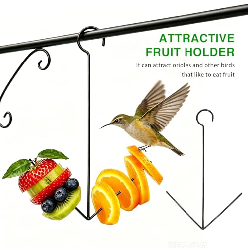 Oriole Bird Feeder Hanging Orange Fruit Bird Feeder with Hook, Black Metal Fruit Holder for Outdoors Garden Patio
