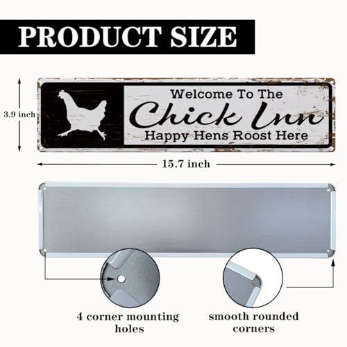 Rustic Farmhouse Style Chicken Coop Sign, Metal Outdoor Chicken House Signs, Chick Inn signs, Retro Metal Tin Sign, Farmhouse Decor, Backyard Hen House Gift 15.8x4 Inch - color: Farmhouse 14