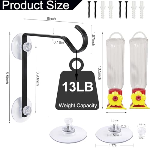 2 Pack Window Hummingbird Feeder with Hooks, 2 Mini 2.2oz Transparent Plastic Flower Feeders, Heavy-Duty Metal Suction Cup Hangers, Dual Installation for Window, Glass & Wall - color: 2Pcs-Bule