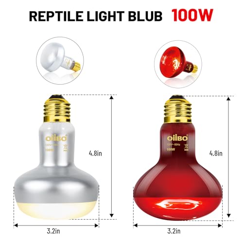 Reptile Dual Lamp Fixture Heat Lamp Bulb Combo Pack,100W UVA Daylight Reptile Heat Lamp and 100W Infrared Reptiles Heat Blub Basking Spot - style: DRL01ST3