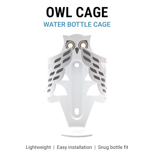 Portland Design Works Water Bottle Cage - Lightweight Water Bottle Holder for Bikes, Owl Cage, Snowy Owl - style: Owl Cage- White Snow