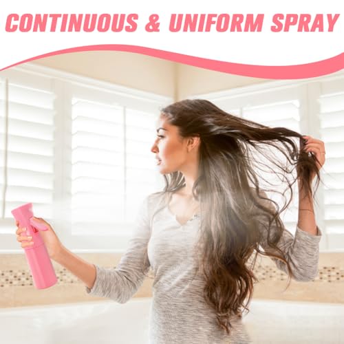 Empty Spray bottles, Spray Water Bottle Fine Mist Refillable, Continuous Spray Bottle for Hair, Skin Care, Planting, Showering Pets, Travel, Cleaning & Home (Pink 2Pack