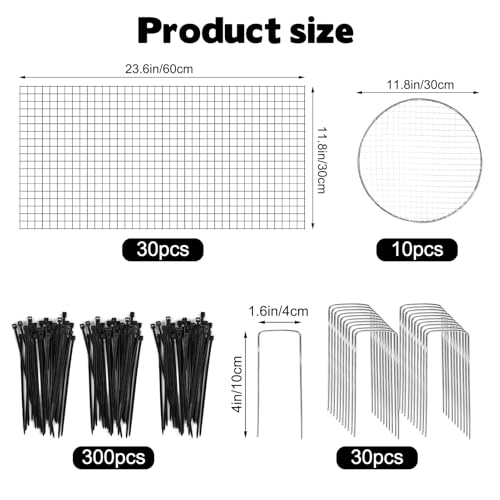 30 Pcs 24'' x 12'' Large Wire Plant Protector from Animals With Metal Cover, 10 Pack Metal Plant Cage Chicken Wire Cloche with 10Pcs Metal Covers to Keep Animals Out, Garden Protection Bunny Barricade - size: 10 Pack 24'' x 12'' with 10 Pcs 12'' Cover