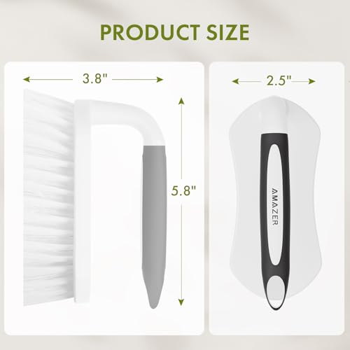 Scrub Brush for Cleaning Comfort Grip Bathtub Scrubber Stiff Bristles with Handle Heavy Duty Shower Cleaner Brush for Tub Carpet Floor Sink Outdoor - Pack of 2 (Black+Grey) - color: Black+grey