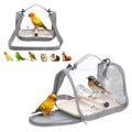 Bird Carrier Backpack Gray Travel Cage with Clear PVC Window and Breathable Mesh Portable Bird Carrier Bag for Small Birds Parrot Cockatiel Parakeet to Vet Visit and Outdoor Adventure