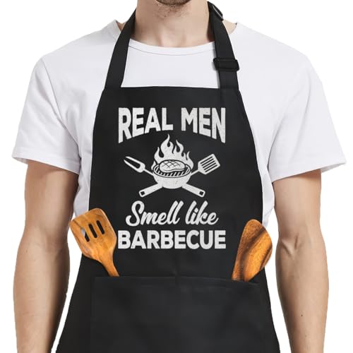 SANDJEST Funny Mens Aprons with Pockets for BBQ Grilling Cooking Grandpa Husband Apron for Birthday Christmas Father's Day - color: Funny 2