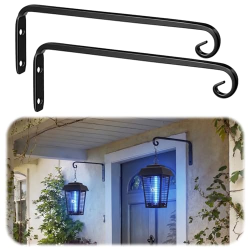 Silkfly 2 Pcs Wall Bracket for Bug Zappers 10 Inch Heavy Duty Metal Bracket with Locking Mechanism Decorative Potted Plant Hook for Hanging Baskets Bird Feeders Wind Chimes Lanterns Garden Outdoor