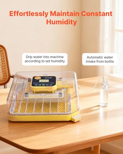 VEVOR 48 Egg Incubator, Automatic Egg Turner with LED Candler, Temperature Display & Auto Humidity Control, 360° View Clear Window, Poultry Eggs Incubator for Hatching Chicks Ducks Goose Quail - size: 48 Eggs