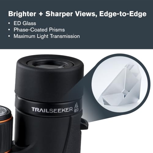 Celestron TrailSeeker ED 10x42 Binoculars for Wildlife Viewing – ED Glass | ED Glass for Sharp Detail, Phase & Dielectric-Coated BaK-4 Prisms, Fully Broadband Multi-Coated, Magnesium Alloy Body - style: TrailSeeker ED 10X42