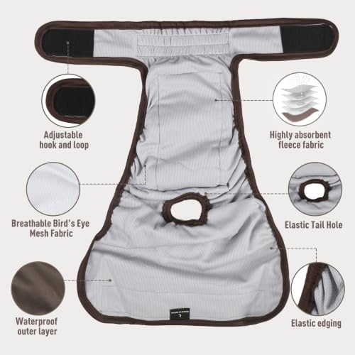 Washable Reusable Female Dog Diapers(5 Pack) Small Medium Large Doggie Puppy & Doggy Dog Diaper, Period Panties in Heat Small Gray-Brown - color: Black Gray Burgundy Brown Green, size: Small