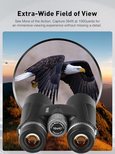 Dawn Series 10x42 Binoculars for Adults - Wide Field of View with Phone Adapter for Bird Watching, Hunting & Stargazing