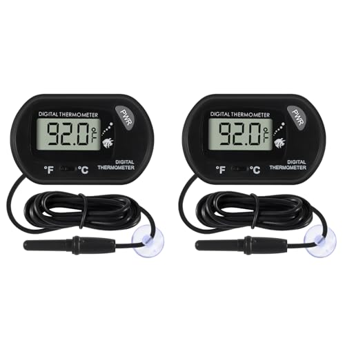 2Pcs Aquarium Thermometer Fish Tank Thermometer Reptile Fahrenheit Terrarium Water Temperature Indicator Test Digital with LCD Display Fahrenheit/Celsius - color: 2PCS