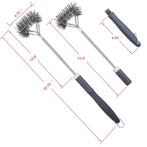 SUNRISE Fryer Brush with Long Handle (Stainless Steel with Plastic Handle, Double Brush) - color: Stainless Steel With Plastic Handle, size: Double Brush