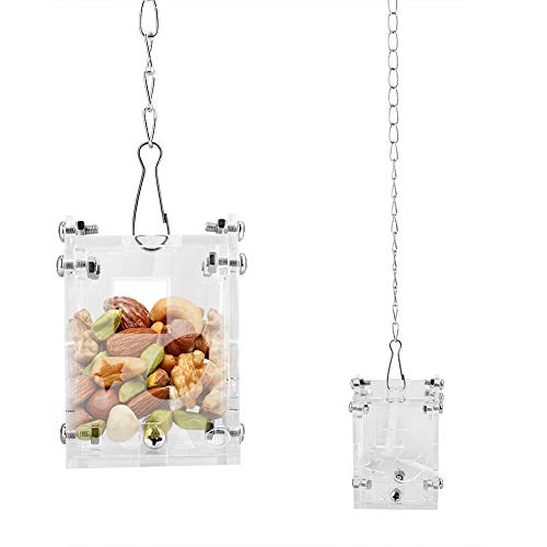 SUNGOOYUE Acrylic Bird Puzzle Feeder, Transparent Foraging Food Basket Toy, 4.5 X 5 X 7. Cm Hanging Design with Lid, Clear Acrylic Puzzle Box for Cockatiels Conures Small Birds