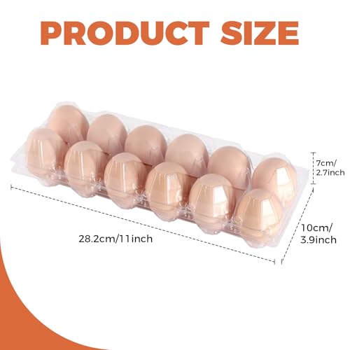 Plastic Empty Eggs Cartons 12 Count Clear Tray Bulk 120 Pack | 2x6 Grid Trays Egg Containers, Clear Stackable Fridge Storage for Chicken Farm, Market, Refrigerator, Restaurant Use