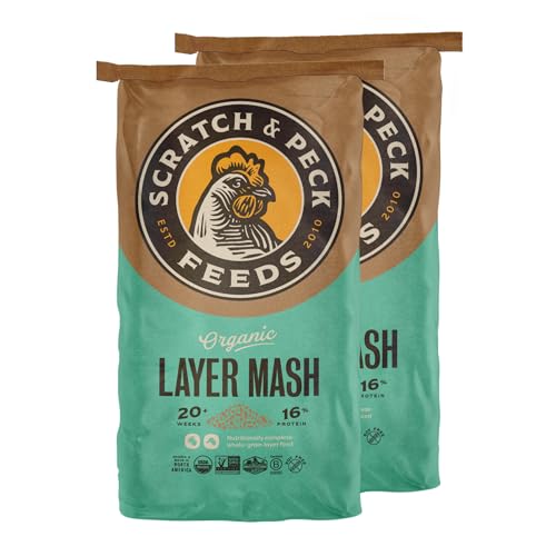 Scratch and Peck Feeds | Layer Mash for Chickens & Ducks | 50 lb Bag | 16% Protein, Corn & Soy Free, Fermentable Whole Grains, Certified Organic & Non-GMO Project Verified, Complete Nutrition - size: 50 Pound (Pack of 1), style: Layer Feed