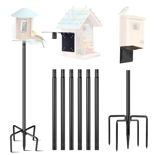 Bird Feeder Pole for Outdoor, 1 Pack 109 Inch Bird House Pole for Outside Heavy Duty, Adjustable Feeder Stand for Smart Wild Birds Watching - size: 109 Inch