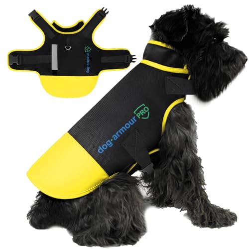 Dog Protection Vest Against Attacks – Anti Bite & Anti Penetration Dog Vest for Coyotes, Aggressive Dogs & Birds of Prey – Adjustable, Waterproof & Reflective (Small, Yellow) - color: Yellow, size: Small