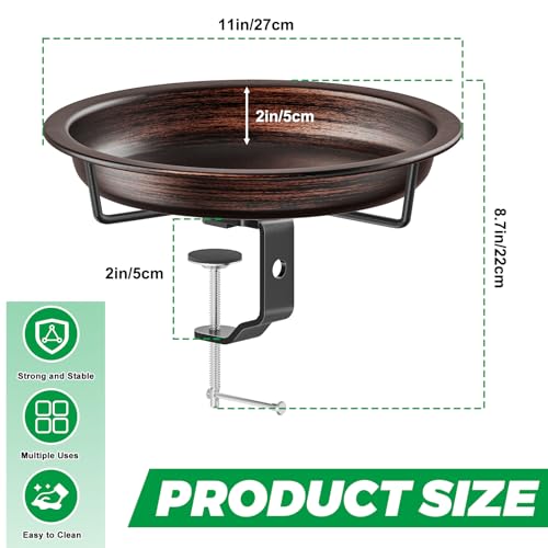 Deck Mounted Bird Bath for Outside, Detachable Birdbath Bowl with Sturdy Clamp, Outdoor Bird Baths Bowl for Attracting Birds Garden Yard Decor (Brown) - color: Brown