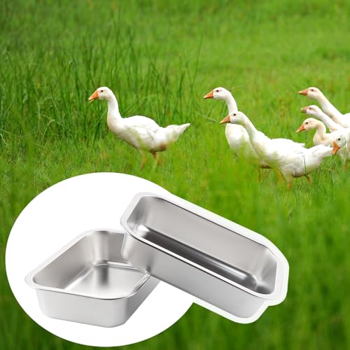 2 Pack Heavy Duty Metal Chicken Feeder Trough Water Feeder Large Capacity Feed Trough Bucket for Chicken Duck Pig Deer Livestock Pet Poultry
