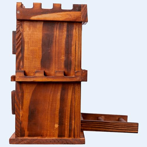 MIXUMON Castle-Style 4 Room Wooden Birdhouse with Large Center Feeder, Outdoor Multi-Room Bird House for Garden & Backyard, 1.57" Entrance Hole, Easy-Clean Access Doors, Twin Tower Decorative Design