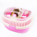 Pink Travel Small Animals Hamster Hedgehog Guinea Pig Cage Carrier for Hamsters Hedgehogs Ferret Bird Parrot Guinea Pig Travel Carrier Cage with Handle Breathable Small Animal Guinea Pig Cage Carrier - color: Pink