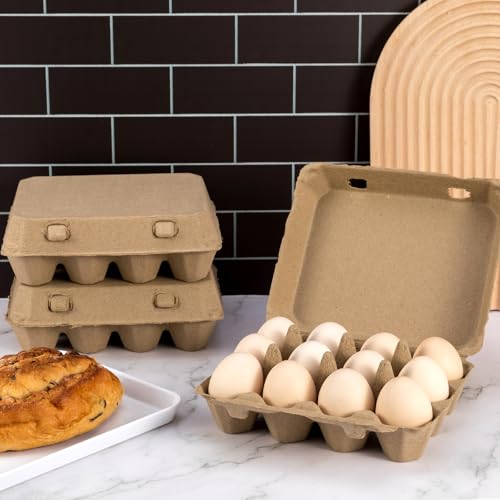 50 Pack Egg Cartons, 3x4 Style Paper Pulp Egg Trays, Sturdy & Reusable Egg Holder 12 Count Dozen Chicken Egg Storage Tray for Farmers, Home Use & Transport - style: 50Pcs Egg Carton