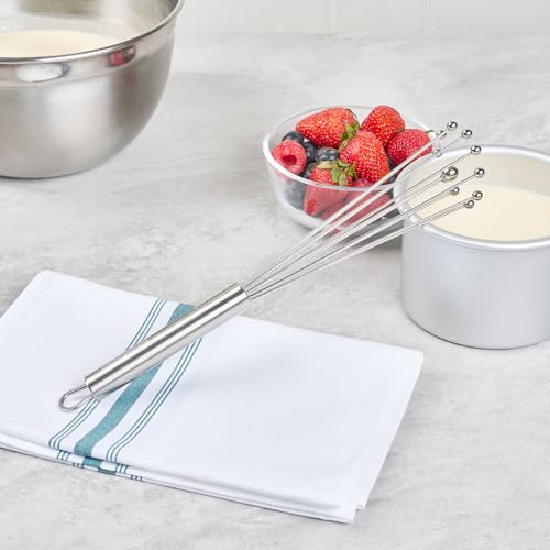 Restaurantware 10.5 in Stainless Steel Ball Whisk - German Standard Egg Beater with Ergonomic Handle, Dishwasher Safe - Manual Mixer Cooking Whisk for Baking, Stirring, Sauces, Beating - color: Ball Whisk, size: 10 3/4"