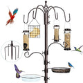YINGYM 6-Hook Bird Feeding Station, 94 Inch Bird Feeder Pole for Outdoors | Multi-Feeder Kit Stand with 4 Bird Feeders, Bird Bath and Mesh Tray for Attracting Wild Birds - size: 94 Inches without Squirrel Baffle