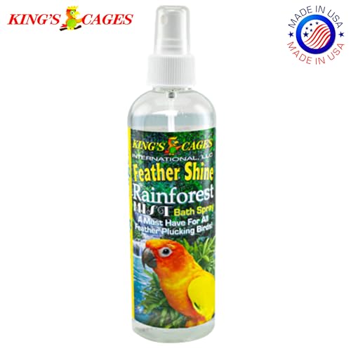King's Cages Feather Shine Bath Spray 8 oz. Eucalyptus Scent Alcohol Free Feather Conditioner and Skin Care Mist for Small to Large Bird Grooming and Plumage Maintenance (Pack of 2) - size: Pack of 2