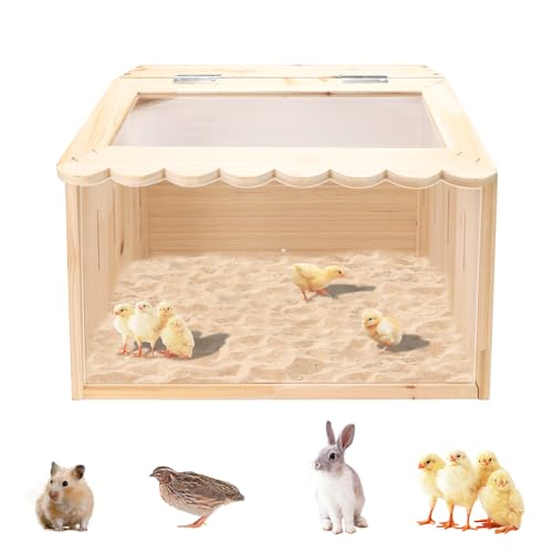 Chicken Brooder Box, Large Wooden Brooder Box for Chicks, Chick Brooder Baby Chicken Supplies, Animal Playpen with Top for Chickens, Ducks, Quails, Hamsters (15.7''*11.8''*11.8'')