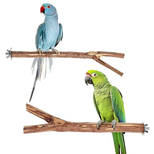 Niteangel Natural Wooden Perches for Bird Cages - Ideal for Cockatiels, Parakeets, Finches & Other Caged Birds (No-Bark, 2 Pack) - color: No-Bark