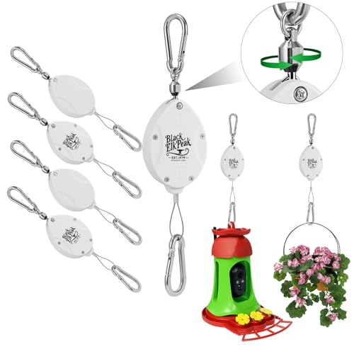 Plant Pulleys for Hanging Plants, Heavy Duty Retractable Hangers, 304 Stainless Steel Rope, Auto Plant Holder, Adjustable Climbing Hook for Garden Baskets Watering, or Bird Feeders (White-4) - color: White-4