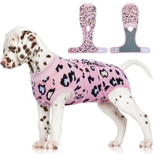 Dog Recovery Suit, Soft Surgical Suit for Dogs Onesie for Surgery | Cone Alternative after Surgery, Abdominal Wound Protector, Anti Lick Suit, Dog Onesie for Surgery Female Male Pink Leopard XS - color: Pink Leopard, size: Xs(back:8.3-11.4in,wt:4-7lbs)