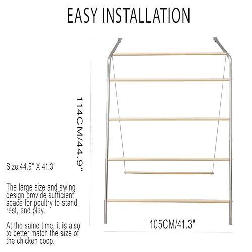 Chicken Perch for Coop, Chicken Swings for Coops, Easy to Installation&Clean, Poultry Coop Roosting Perch, Large Metal Perch (53.9' L X 41.3' W X 44.9' H)