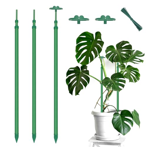 Extendable Plant Stakes,Length Scalable From17.9to42.3IN Plant SupportStake | 3Pack Orchid Sticks with Clips for Indoor Outdoor,Garden Stakes for Plant, Tomato, Vegetables, Monstera, Vine,Potted Plants - size: 42.3Inches 3Pack