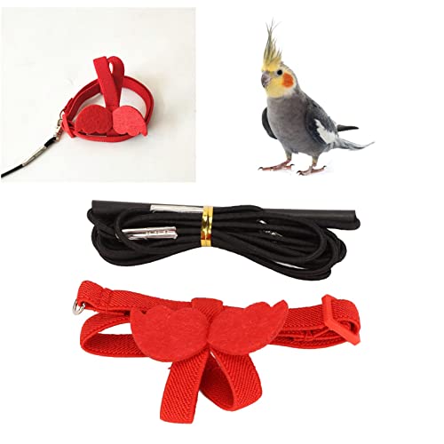 Pet Bird Harness Leash, Lightweight Bird Flying Harness Anti Bite Bird Harness Leash for Parrots Pigeons Lovebird Red - size: M