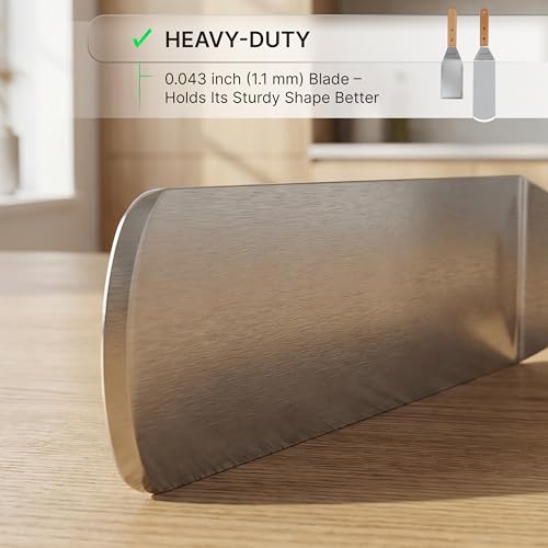 Metal Spatula Set - Griddle Long Spatula - Teppanyaki spatulas - Griddle Scraper and Pancake Flipper or Hamburger Turner - Stainless Steel Utensil great for BBQ Grill Flat Top - Commercial Grade - color: WH 2pcs
