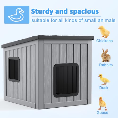 VIXZEN Chicken Coop for Outside Waterproof Resin, Black | Outdoor, Breathable， Large Capacity, Slope Roof, Side Window, Uv-resistant, Sturdy Resin, Durable - color: Black, size: 24.65"L x 21.5"W x 22.21"H
